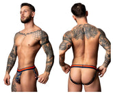 Jockstrap Male Power 349-299 Soo Cumfy, couleur bleu marine et orange